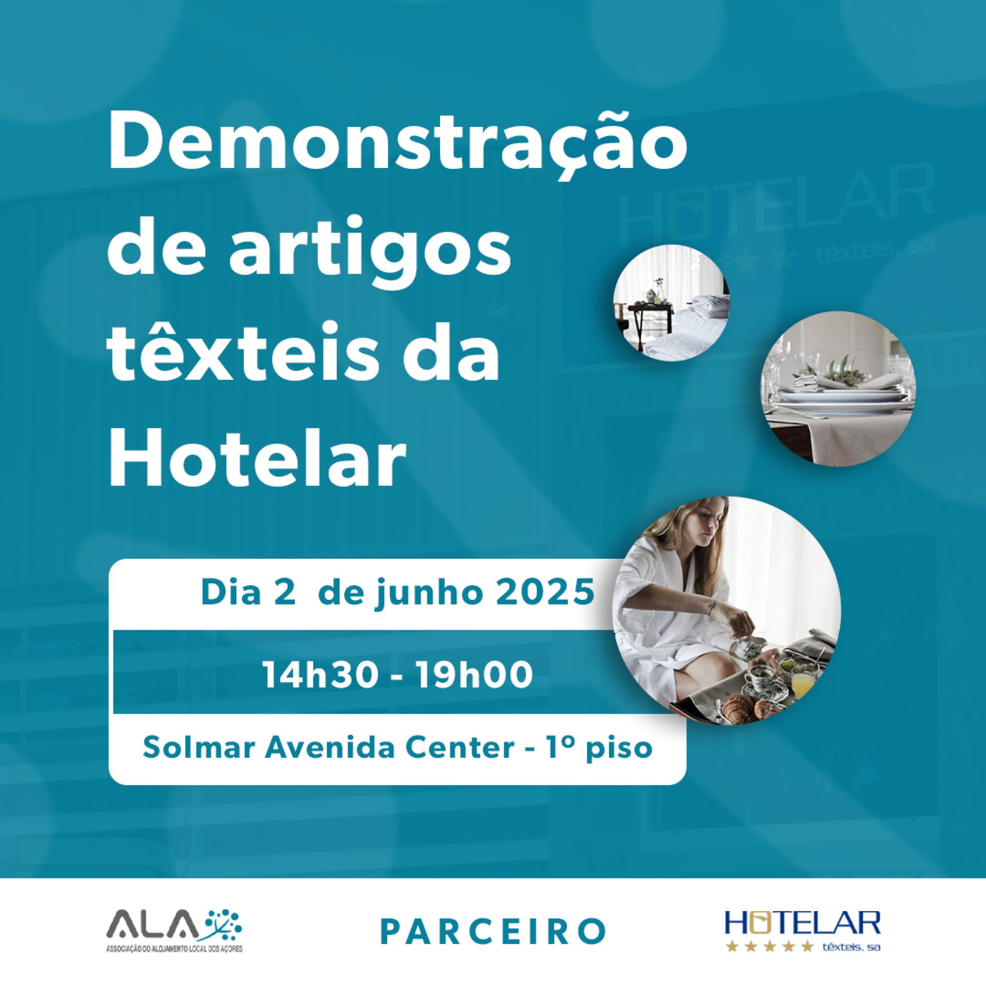 Demonstração de artigos têxteis da Hotelar